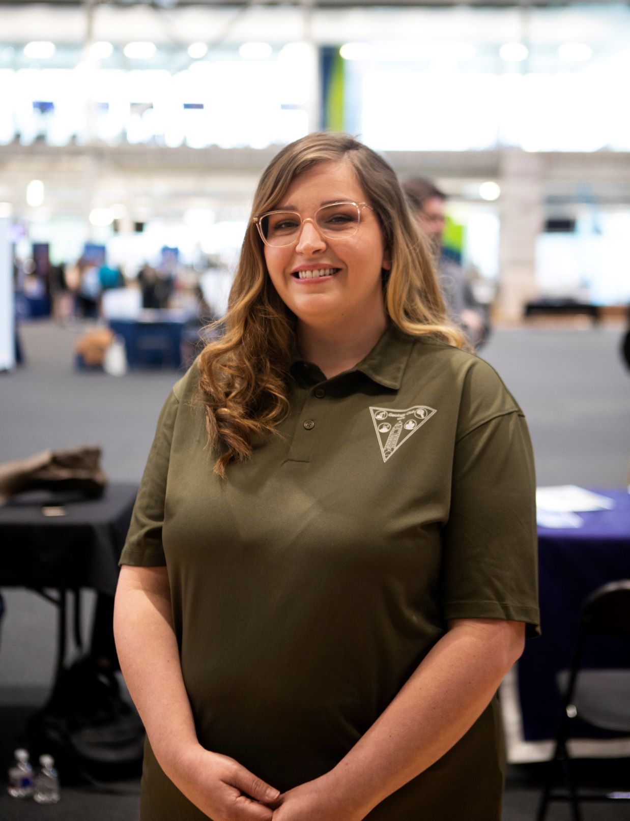 Student posing at Majors Expo