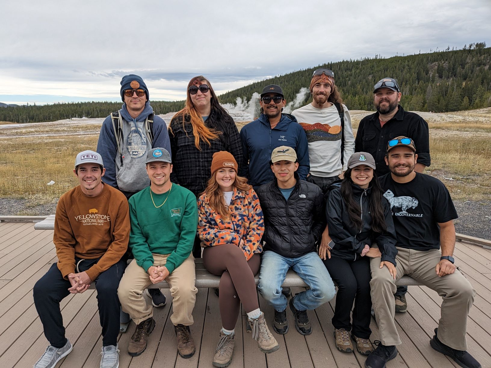 11 students outside at a national park