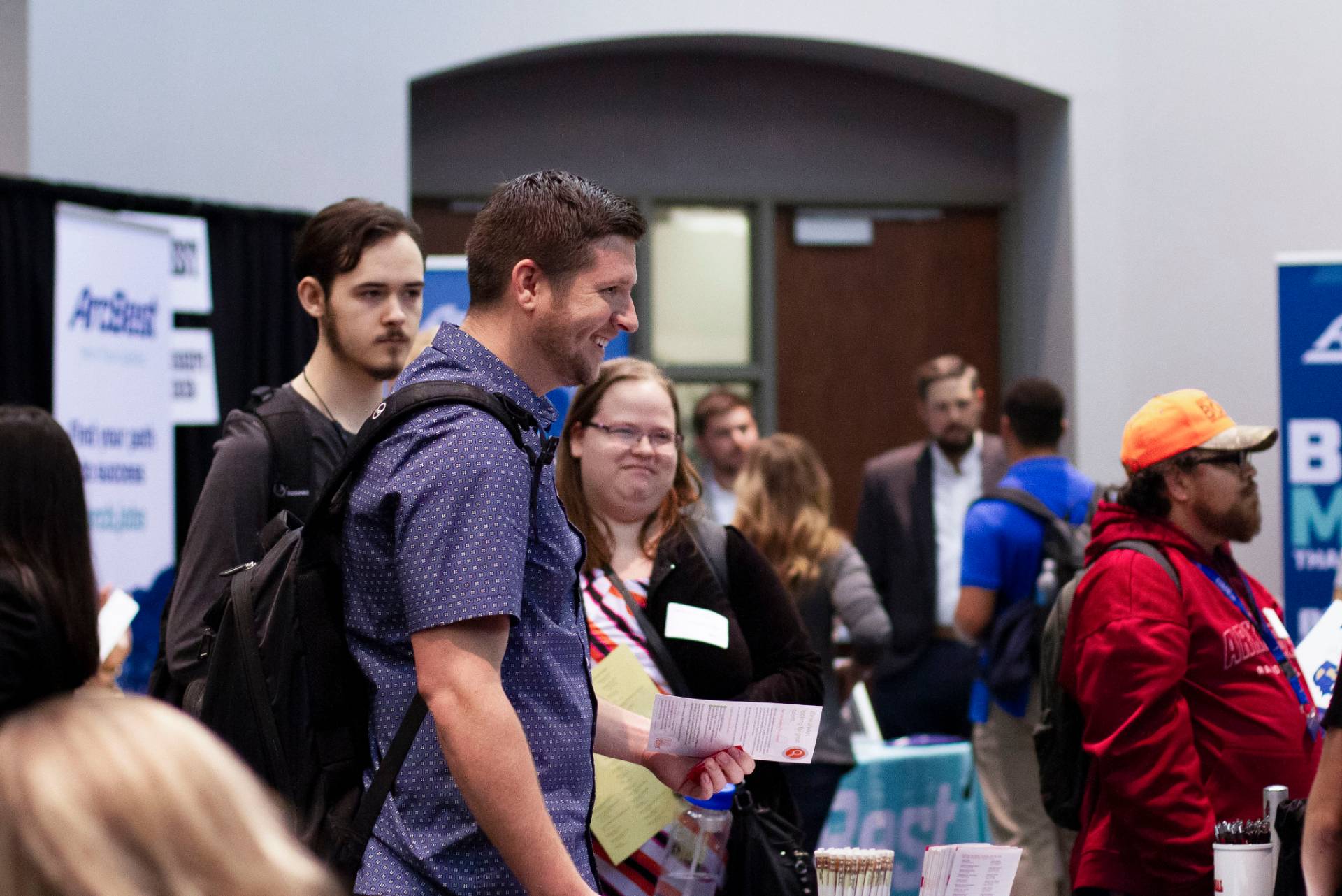 Students at career fair. 