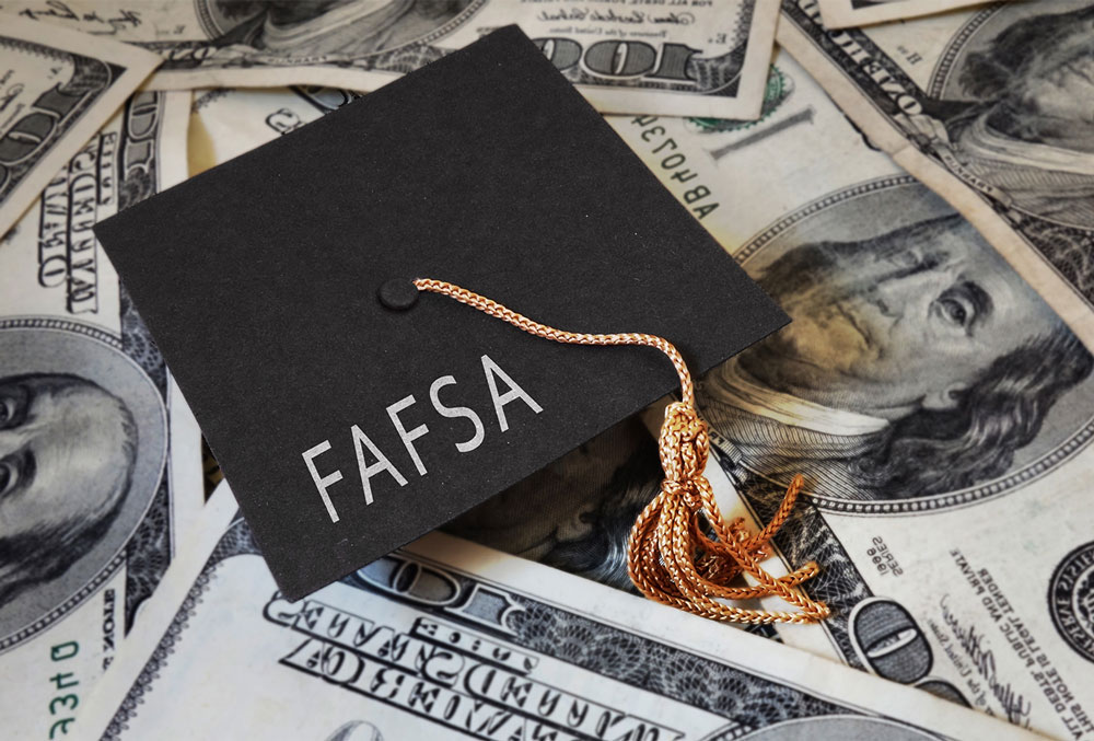 Graduation cap adorned with the word 