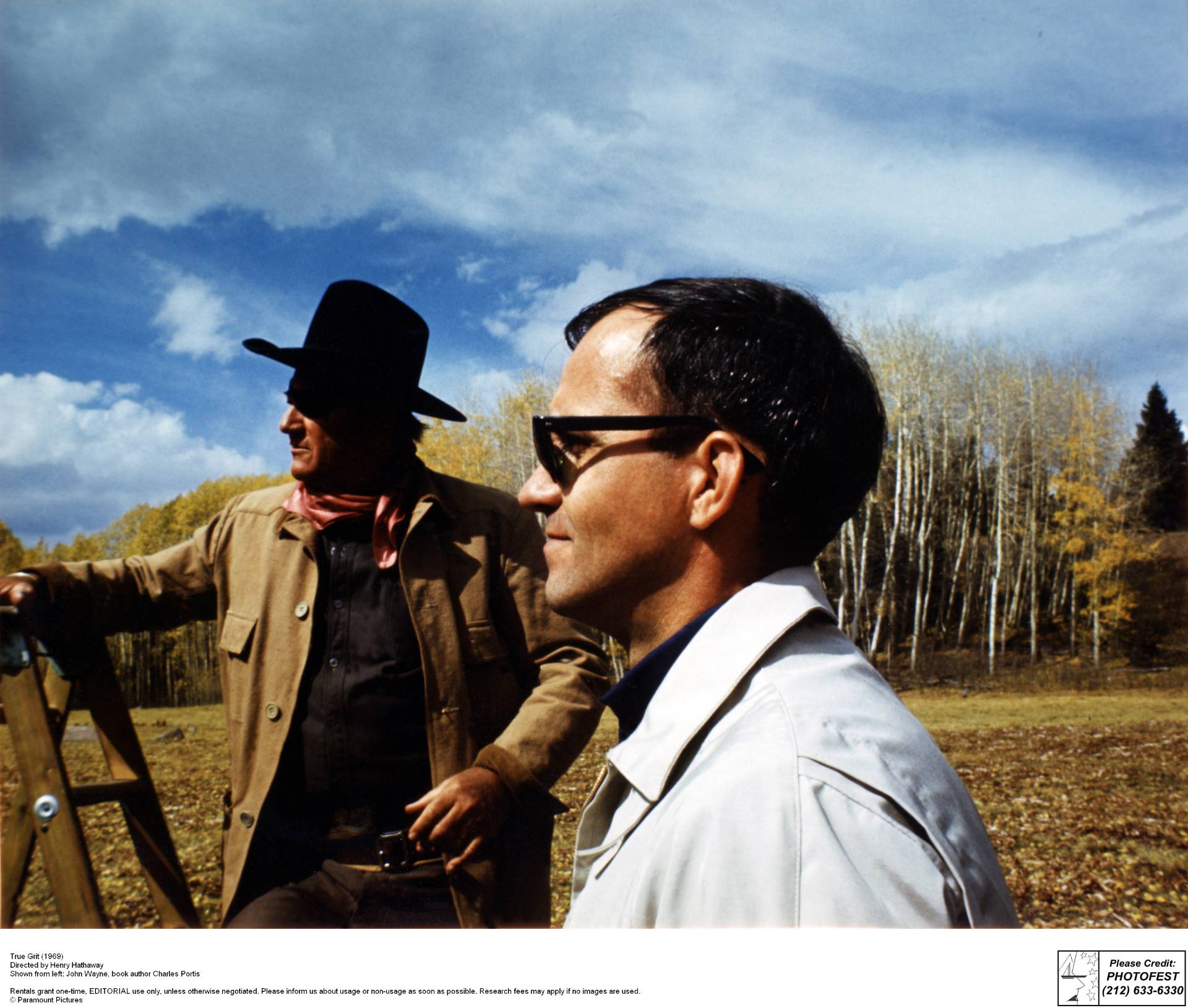 The author Charles Portis joined John Wayne on the set of the 1969 film adaptation of his novel “True Grit.”Photograph from Paramount Pictures / Photofest