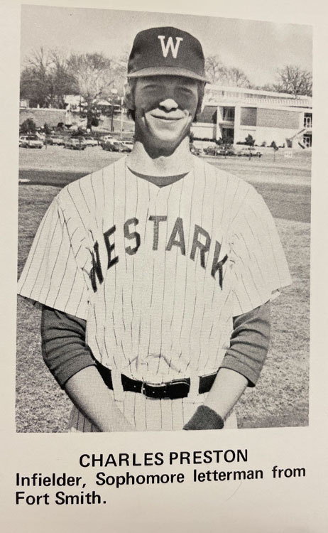 Westark Community College baseball composite of Preston in the 1972 "Numa"