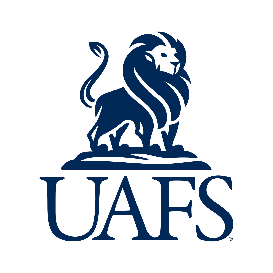 UAFS lion logo in blue with white background