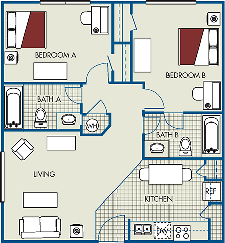 2 bedroom-2 bath 